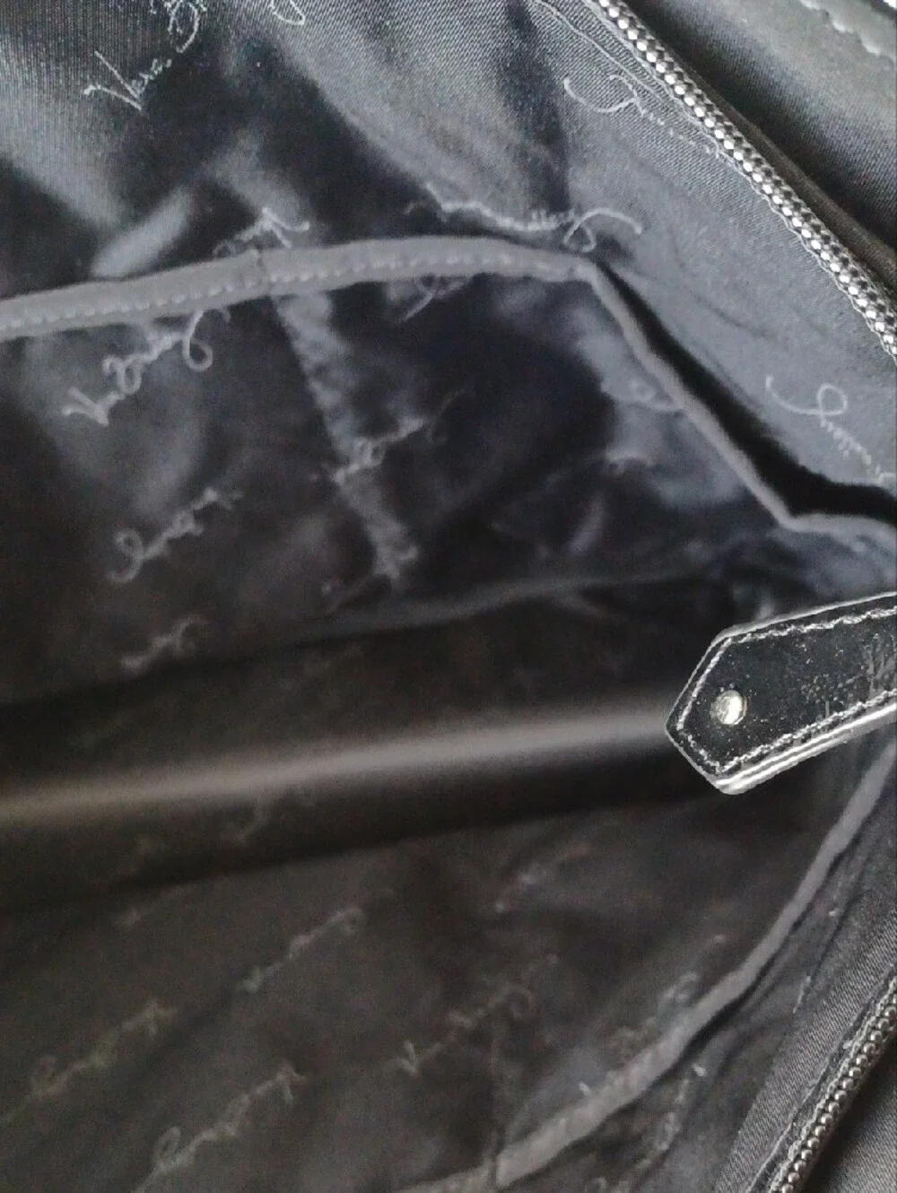 Vera Bradley Black Quilted Tote Bag with Patent Trim